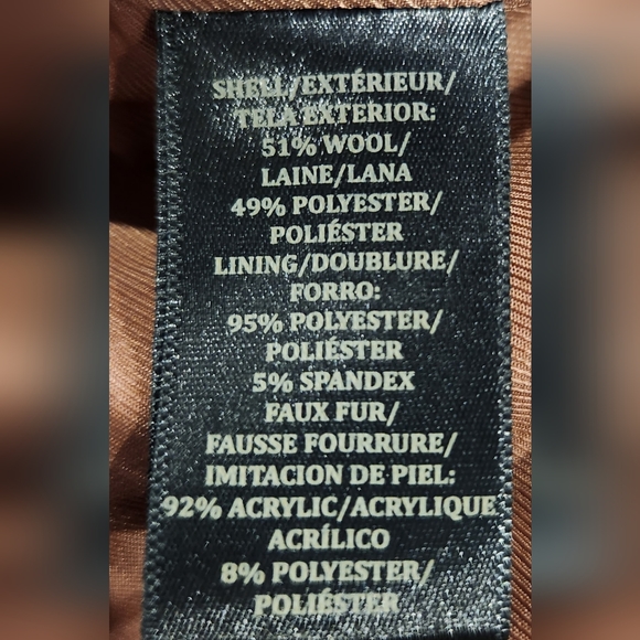 Ann Taylor Tan Wool Double Breasted Coat with Removable Fur Collar - Picture 9 of 9